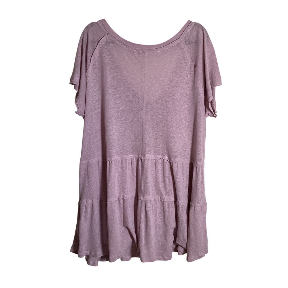 Umgee Linen Blend Tunic Dress Womens Large Purple Boho Minimalist Tiered Ruffle - Picture 2 of 7